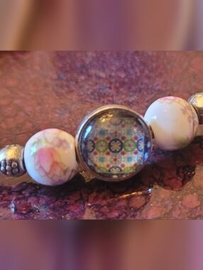 Beautiful Milifiori-like Beige Cork Bracelet